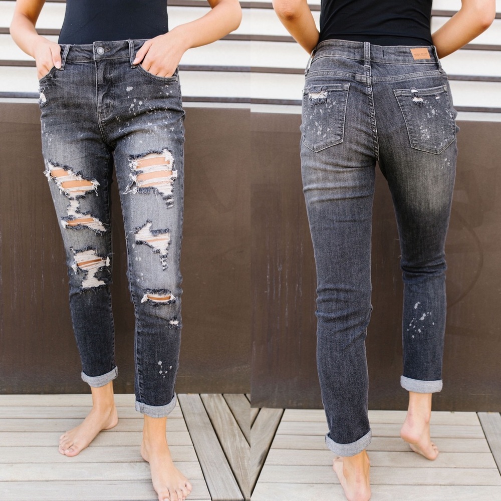 Judy Blue Dark Gray Boyfriend Jeans